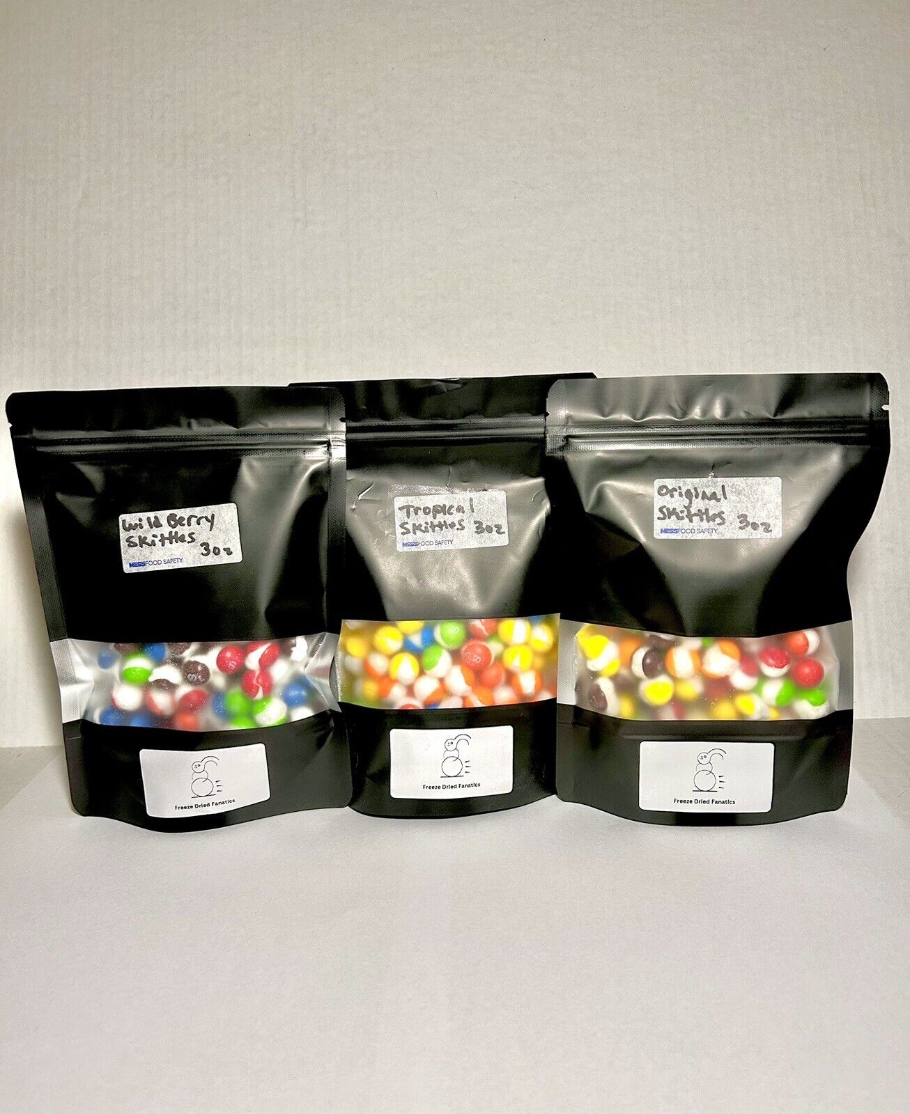 Freeze Dried Skittles Candy 3 Pack 3 Oz Each Tropical Grab Bag Made Fresh Daily