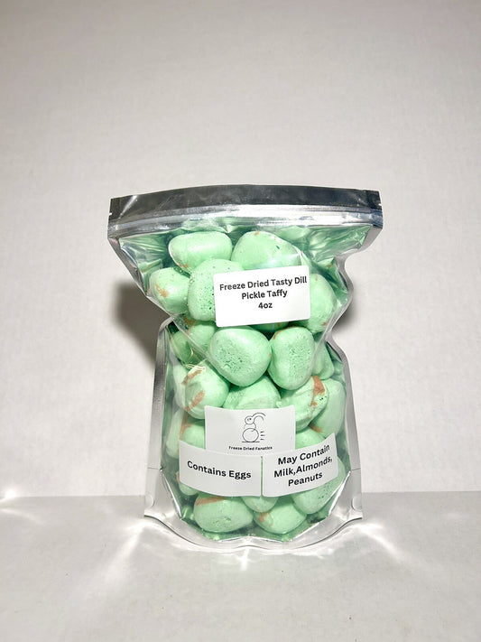 Freeze Dried Candy Dill Pickle Saltwater Taffy 4 Oz Made Fresh